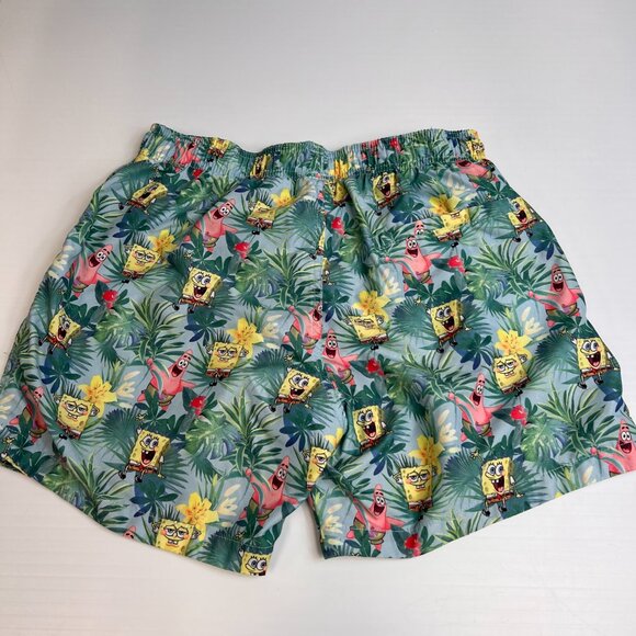 Spongebob Swim Trunk Men Medium Back Pocket Tropical Surf 28 H&M Beach Pool Core - Picture 5 of 10